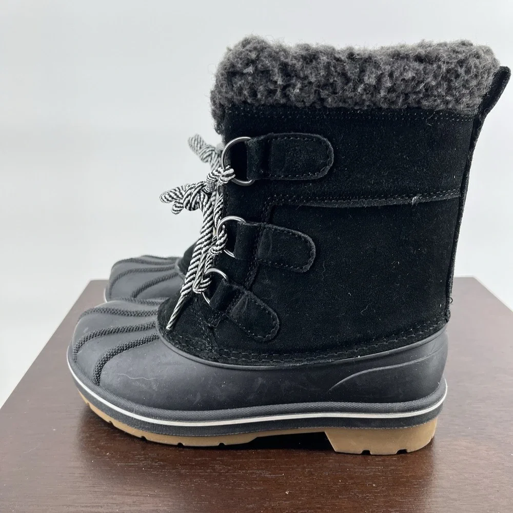 NWT Cat & Jack Kids Boys Size 13 Winter Snow Boots Lace Up Black Waterproof
